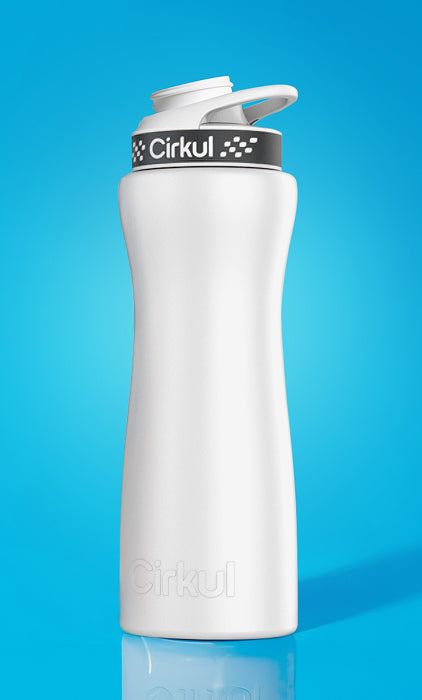 22oz. White Stainless Steel Bottle & Black Lid